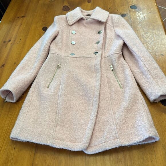 Guess Pink Double Breasted Bouclé Cutaway Coat - Picture 8 of 16